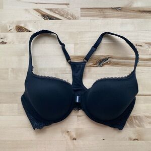 Victoria's Secret Racerback Demi Bra Black Size 34D Front Closure Padded